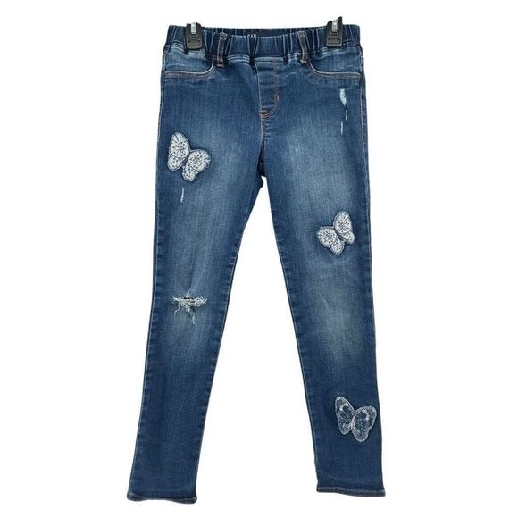 GAP Girls High Stretch Jegging Ankle Jeans Size 12 Embroidered Butterfly Patch - Picture 1 of 14